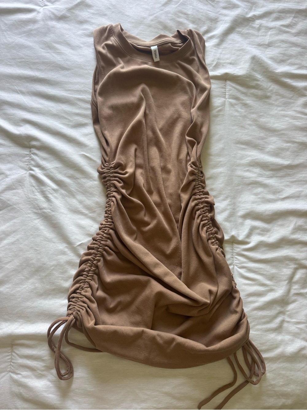 Wishlist Sleeveless Ruched Tie Mini Dress in Brown